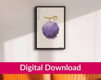 One Piece Anime Poster: Gomu Gomu no Mi Watercolor Print (13x19 Digital Download)