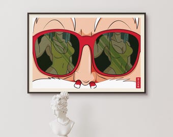 Master Roshi Anime Poster: DBZ Geeky Home Decor - 13x19 Matte Print, wall art