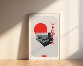 Retro NES Poster Print Nintendo Japanese Minimalist Gaming Wall Art 13x19 Matte