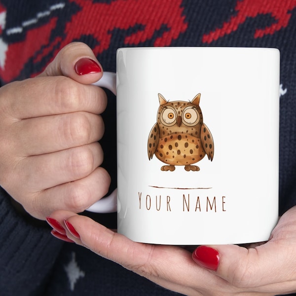 Speckled Owl Mug - gift for owl lovers, mug, cute bird mug, owl lover gift, personalised mug, customised mug, cute owl mug