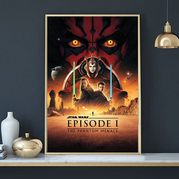 Star Wars Episode I The Phantom Menace Poster, Movie Poster, Star Wars Print, Canvas Film Posters Wall Art Decor 25th Anniversary Poster