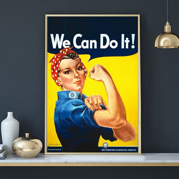 We Can Do It Vintage Poster, Movie Poster, We Can Do It Print, Canvas Film Posters Wall Art Decor Personalized Gifts