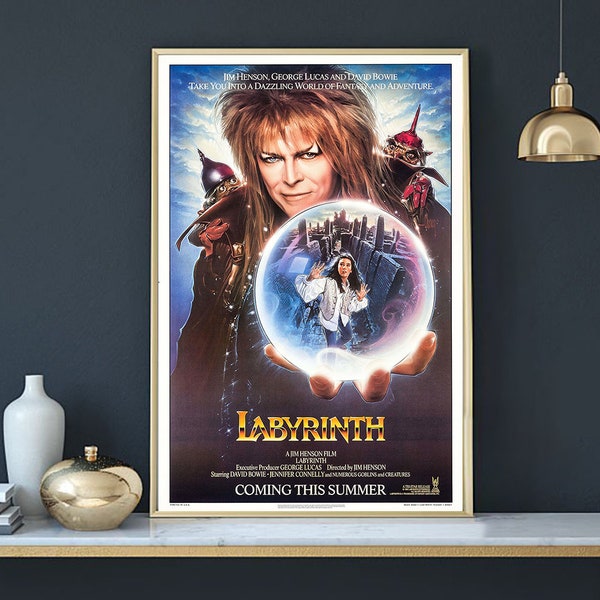 Labyrinth 1986 Poster, Movie Poster, Labyrinth Print, Canvas Film Posters Wall Art Decor Personalized Gifts