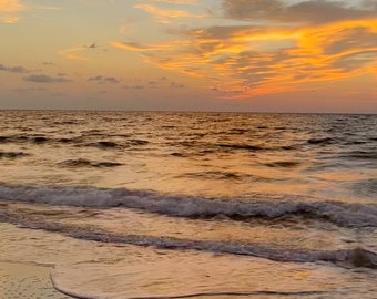 Wunderschöne Atlantik-Sonnenaufgangsfotografie entfernt von der Küste Floridas ... perfektes Timing, um die Vögel in der Meeresluft gleiten zu sehen