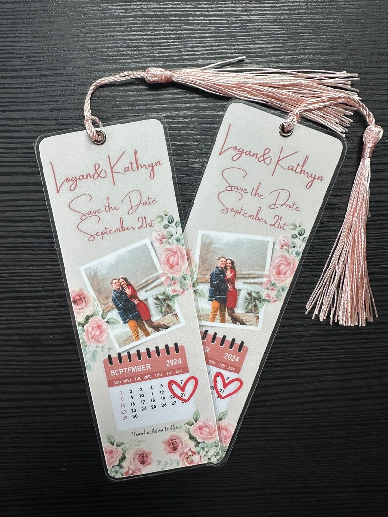 Personalized Save the Date Bookmark: Floral Wedding Favor - Etsy
