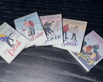 Off-Campus books collection, Elle Kennedy mini books, mini bookshelf, mini book ornament ***Books have no Spines***