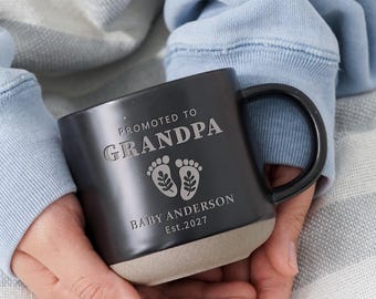 Promoted to Grandma Grandpa Mug, Custom Baby Announcement Gift, Personalized Baby Shower Engraved Ceramic New Grandparent Mug, PAPA gift  ZT