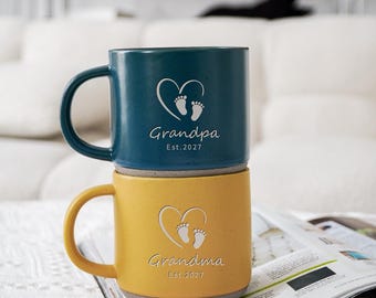 Pregnancy Announcement Mug, Personalized Grandpa Grandma Mug, Custom Baby Reveal Gift, New Grandparents Gift, Family Pregnancy Gift ZT