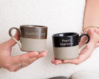 Engraved Espresso Mug Custom Text or Logo,Personalized Ceramic Dr. Espresso Cup, Fathers Day Gift from Wife, New Dad Gift for Husband NS