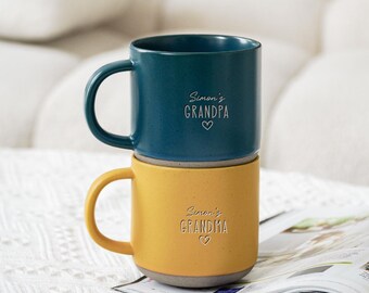 Personalized New Grandparents Gift, Custom Grandma Coffee Mug with Child's Name,Engraved Grandpa Gift, Christmas Family Keepsake for Mama ZT