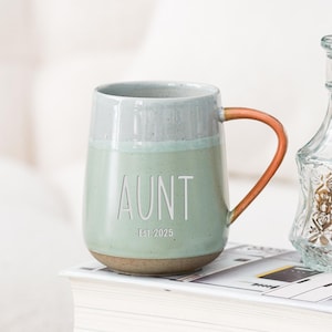 Custom Pottery Mug for Baby Announcement Gift,Personalized Thanksgiving Grandparent pregnancy announcement,Christmas Gifts for Grandma JS