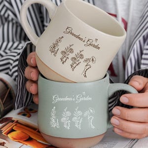Grande jardim personalizado para avós, caneca personalizada, caneca personalizada para jardim de flores de nascimento, caneca para avó para segunda-feira, presente para mãe, caneca de café de Natal para a família