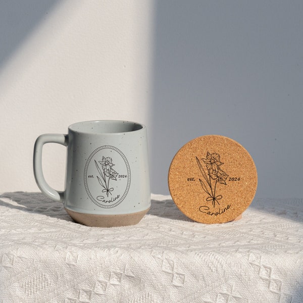 Custom Mug Birth Flower Mug, Personalized Mug 21st Birthday Gift for Her, Fairy Mug Aesthetic Coffee Mug, Name Mug, Engraved Gift for Women