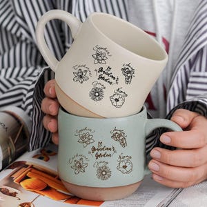 Grande jardim personalizado para avós, caneca personalizada, caneca personalizada para jardim de flores de nascimento, caneca para avó para segunda-feira, presente para mãe, caneca de café de Natal para a família