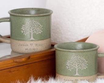 Anniversary Gifts for Wife or Husband, Engraved Pottery coffee Mug Couple gift idea,Ceramic Custom Mug, 9th Anniversary Gift for Couple BJ
