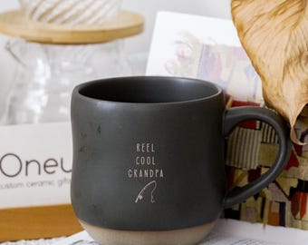 Reel cool grandpa coffee mug, father's day papa gift for Fishing Grandpa, Christmas dad gift Engraved mug from Grandkid Fathers Day Mugs  PD