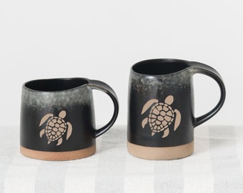 Turtle Mug Sea Turtle Coffee Mug Potter Mug, Nautical Mug, Sea Turtle Gift, Engraved Gift Ideas,Ocean Lover Gift, Sea Lover, Turtle Lover CZ