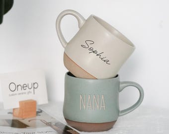 Custom Engraved Coffee Mug with Name Mug,Personalized Pottery Mug Mothers Day Gift for Grandma, Great Grandma Gift for Her Valentine Gift PD