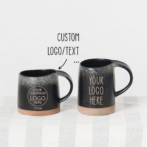 Custom Logo Coffee Mug, Engraved Logo Coffee Mug, Personalized Ceramic Logo Mug, Pottery Logo Mug, Customized Logo Mug, Logo Coffee Mug CZ