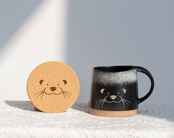 Otter-Tasse, süße große Keramiktasse, Otter-Geschenke, Kawaii-Tasse zum 21. Geburtstag, Geschenk für Sie, lustige Tassen, lustige Kaffeetasse, Otter-Liebhaber-Geschenk