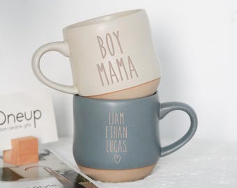 Large Mug Pottery Mug for Mother Day Gifts from Kids,Boy Mama Gift,New Mom Gifts for Her,Unique Motherhood Gift for Mom,Ceramic Name Mug PD