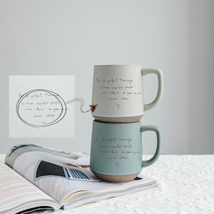 Tazza personalizzata con scritta a mano, tazza in ceramica con scritta a mano dei propri cari, regali per il Ringraziamento, per la festa della mamma, regali di Natale JD