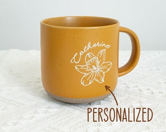 Custom Mug Large Pottery Mug Personalized Birth Flower Mug,Customized Mug Best Friend Gifts,21st Birthday Gift for her,Thanksgiving Mug ZT