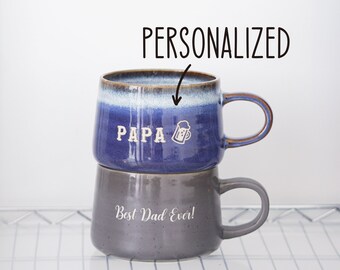 Custom Mug Large Pottery Mug Gift for Dad, Papa Mug, Fathers Day Gift Ideas Farmhouse Coffee Mug Dad Gift, Dad Mug Personalized Gift for Him