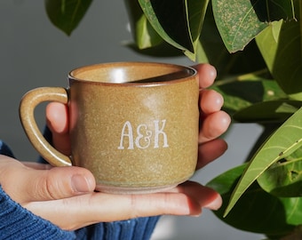 Ensemble de tasses à expresso en poterie personnalisées, tasse à expresso personnalisée, cadeau du 40e anniversaire des parents, tasse d'anniversaire, tasse de couple, cadeau pour elle