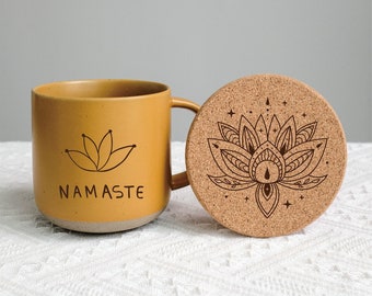 Namaste-Tasse, Mandala-Tasse, Lotus-Tasse, Yoga-Tasse, Yoga-Kaffeetasse, Yoga-Liebhaber-Geschenk, Yoga-Geschenke, Meditationsgeschenke, Yoga-Lehrer-Geschenk, motivierende Tasse