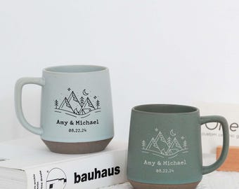 Custom Ceramic Coffee Mug Set of 2,Couple Gift Engraved Mug Gift for Wedding,Engagement Gift Anniversary Mug,Christmas Gift for Couple JD