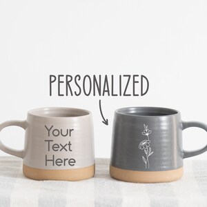 Custom Mug Large Pottery Mug, Birth Flower Mug Personalized Mug, Mother's Day Gifts, Mom Coffee Mug, Mom Gift Ideas, Birthday Gift for Women