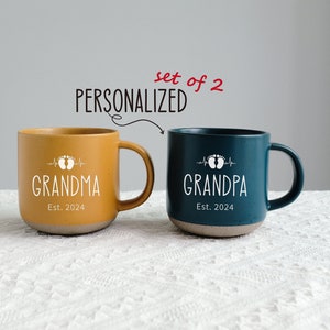 Pregnancy Reveal Mug Set of 2, Baby Announcement Grandparent Coffee Mug,Pregnacy Announcement Gift,New Grandma Pottery Mug Memorial Gift ZT