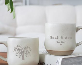 Engraved Pottery Personalised Mug 9th Anniversary Gifts for Wife,Bridal Shower Gifts for Couple,Custom Tin Anniversary Gift for Husband PD