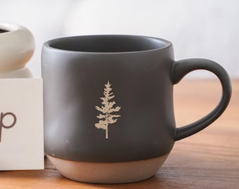 Pine Tree Coffee Mug Large Pottery Mug Christams Gifts, Christmas Camping Mug Botanical Mug Tree Coffee Mug Forest Mug Cottagecore Decor PD