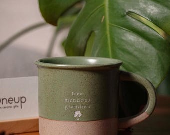 Tree mendous Grandma Grandpa Coffee mug, Christmas Family gift idea for Nana, Custom mother's day mama mug gift Engraved pottery mug  BJ
