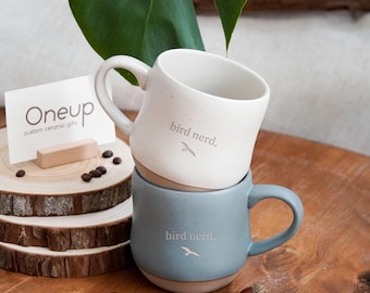Koffiemok met gegraveerde vogelnerd, vogelliefhebber cadeau, natuurliefhebber cadeaus voor haar, 21e verjaardagscadeaus voor beste vriend Cadeaus voor hem, grappige vogel cadeau PD