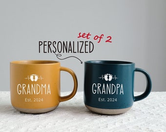 Pregnancy Reveal Mug Set of 2, Baby Announcement Grandparent Coffee Mug,Pregnacy Announcement Gift,New Grandma Pottery Mug Memorial Gift ZT