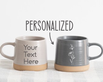 Taza personalizada taza de cerámica grande, taza de flor de nacimiento taza personalizada, regalos del día de la madre, taza de café de mamá, ideas de regalos de mamá, regalo de cumpleaños para las mujeres