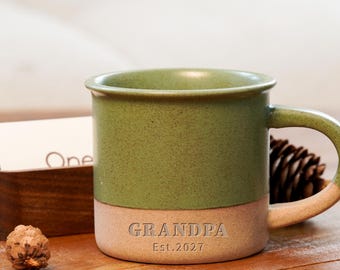 Custom Grandpa Christmas Coffee mug, Fathers Day Gift from Grandchildren, Engraved Pottery mug gift for papa, Dad Coffee mug   BJ