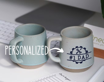 Custom Pottery Mug Fathers Day Gift Personalized Mug,Engraved Gift for Dad, Customized Name Coffee Mug,Text mug Grandpa Gift for Him JD