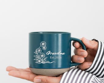 Personalized Grandma coffee mug with flower, Mother's day Granny Gift NANA mug, Christmas Mom Family Gift from Daughter or grandchildren  ZT
