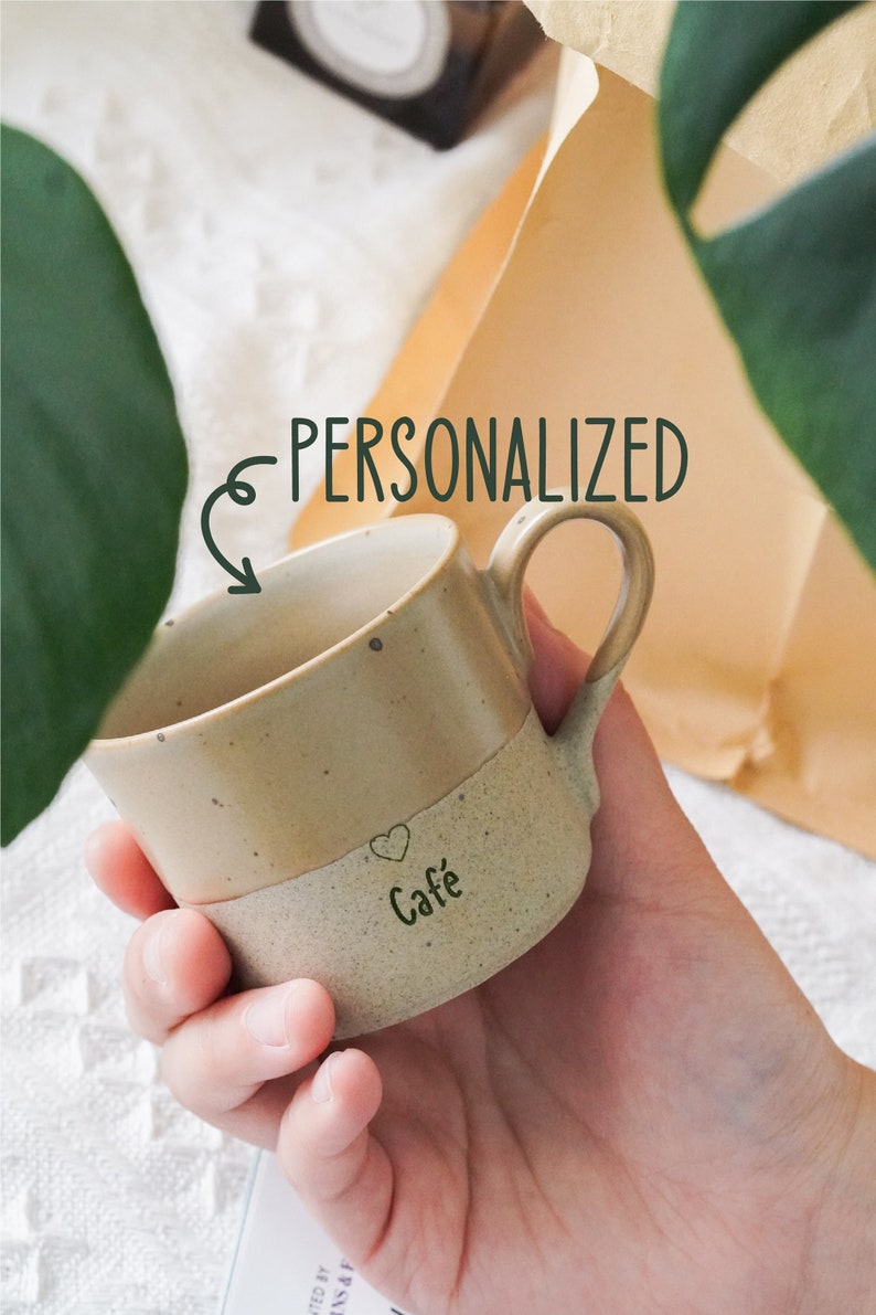 Nombre personalizado Juego de tazas de espresso de cerámica, taza de espresso de cerámica grabada, taza personalizada, ideas de regalos personalizados Regalos del Día de las Madres para mamá imagen 2