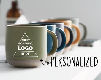 Custom Logo Coffee Mug Personalized Mug Company Logo Gifts, Engraved Gift Large Pottery Mug for Staff Appreciation Gift Ideas, Team Mug