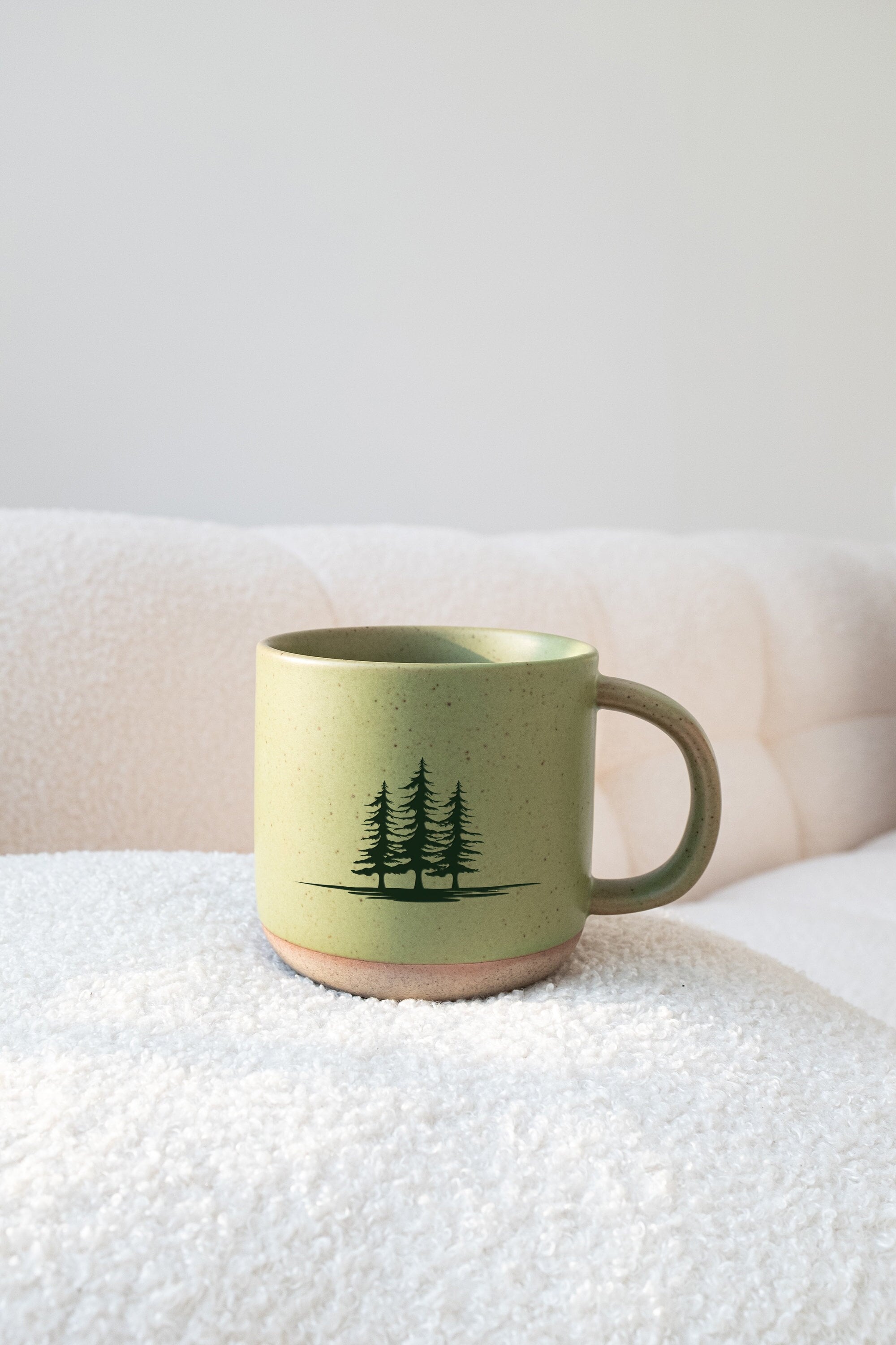 Rustic Pine Tree Pottery Mug,christmas Tree Mug Cottagecore Decor