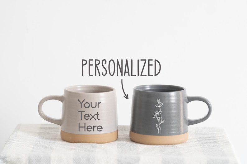 Custom Mug Large Pottery Mug, Birth Flower Mug Personalized Mug, Mother's Day Gifts, Mom Coffee Mug, Mom Gift Ideas, Birthday Gift for Women image 1