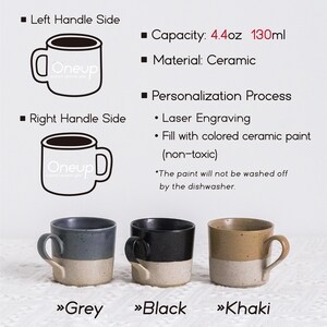 Nombre personalizado Juego de tazas de espresso de cerámica, taza de espresso de cerámica grabada, taza personalizada, ideas de regalos personalizados Regalos del Día de las Madres para mamá imagen 6