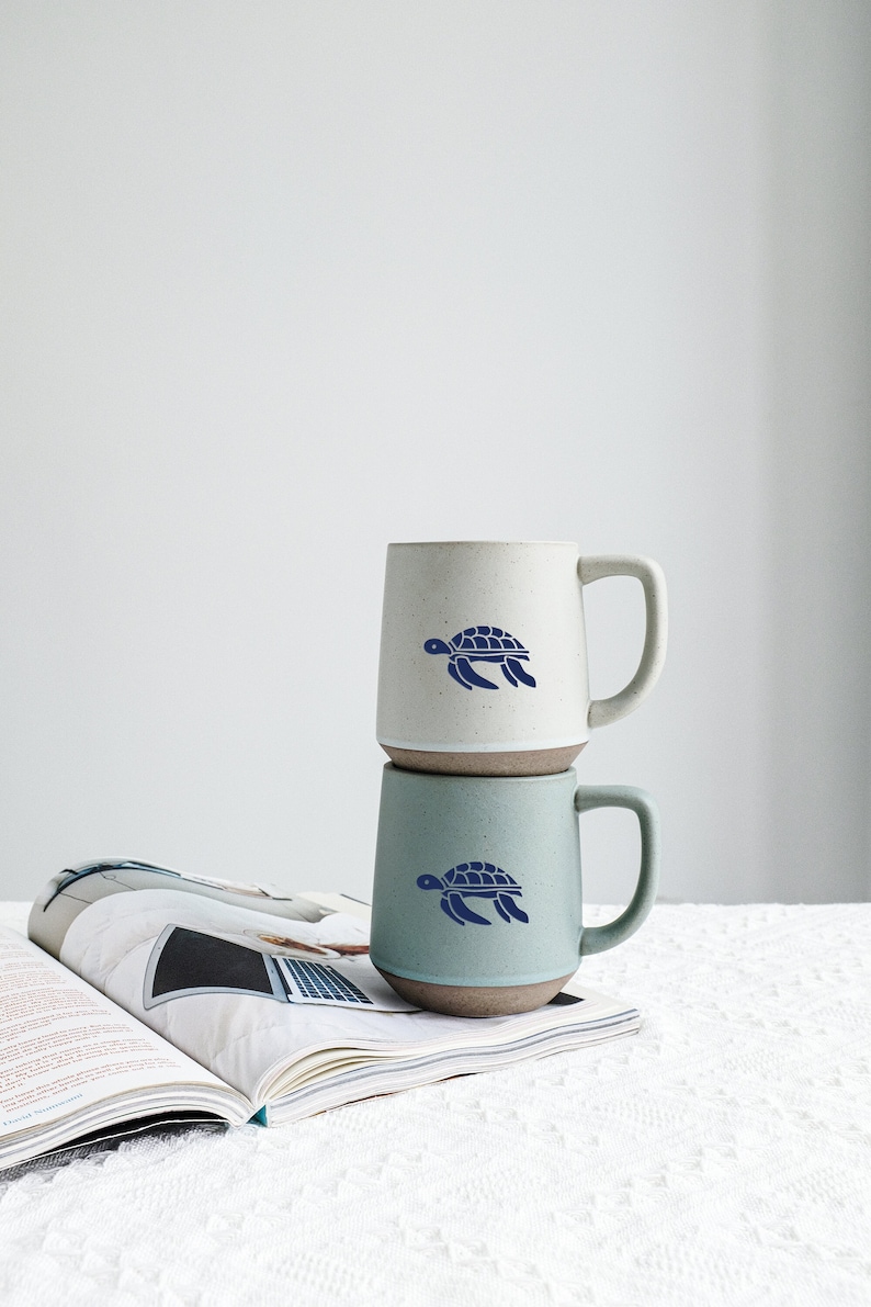 Sea Turtle Mug, Turtle Ceramic Mug, Turtle Coffee Mug, Engraved Gift for Turtle Lover Gift Ideas, Sea Lover, Ocean Lover Gift for Him JD image 1