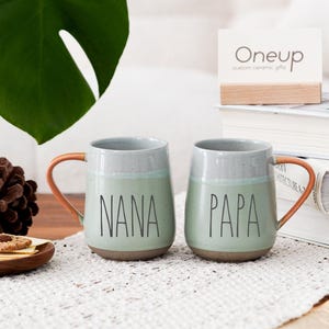 Custom Pottery Mug for Baby Announcement Gift Ideas, Personalized Mug grandparent pregnancy announcement, Personalized Gifts for Grandma JS