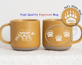 Tazas personalizadas de Mamá Papá Oso, juego de 2 tazas de cerámica personalizadas, regalo para nuevos padres, regalo grabado para mamá, taza de Mamá Osa, regalo para el Día de la Madre ZT